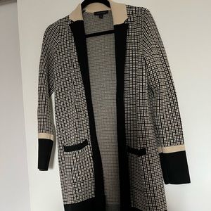 Ann Taylor Black and Cream Checkered Cardigan